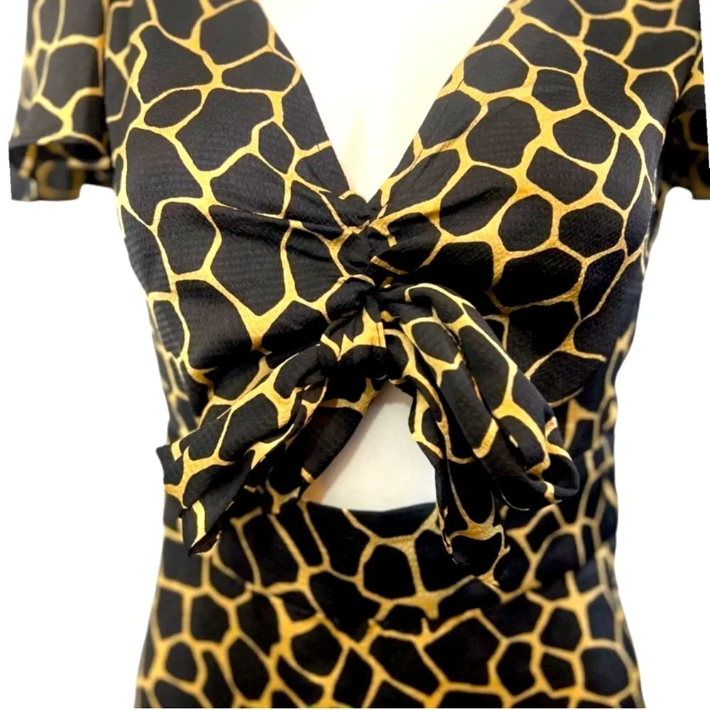 Michael Kors Georgette Cutout Animal Print Dress NWT - Picture 2 of 5